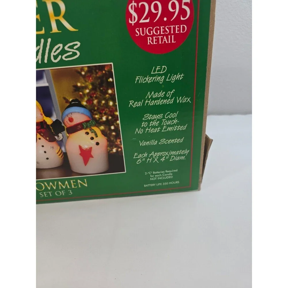Candle Impressions Wax Flameless Happy Snowmen Figures  Holiday Christmas *Flaw*